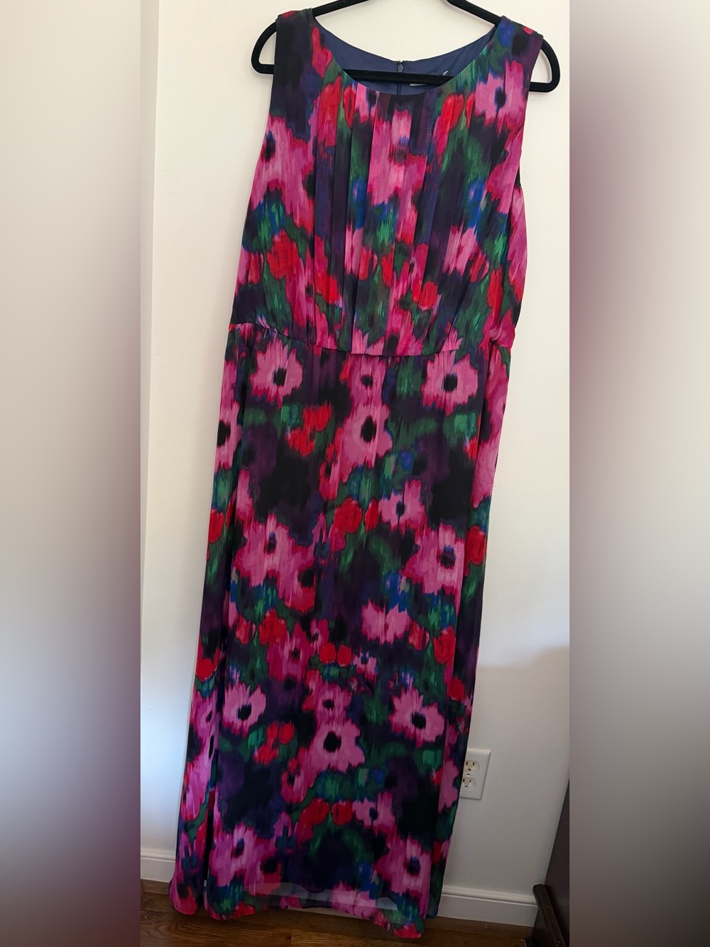 Eliza J Sleeveless Watercolor Floral Chiffon Maxi Dress – Size 18 – EUC